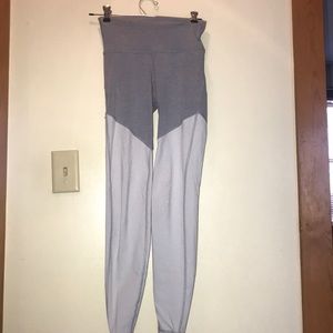 Athletic gray and white leggings